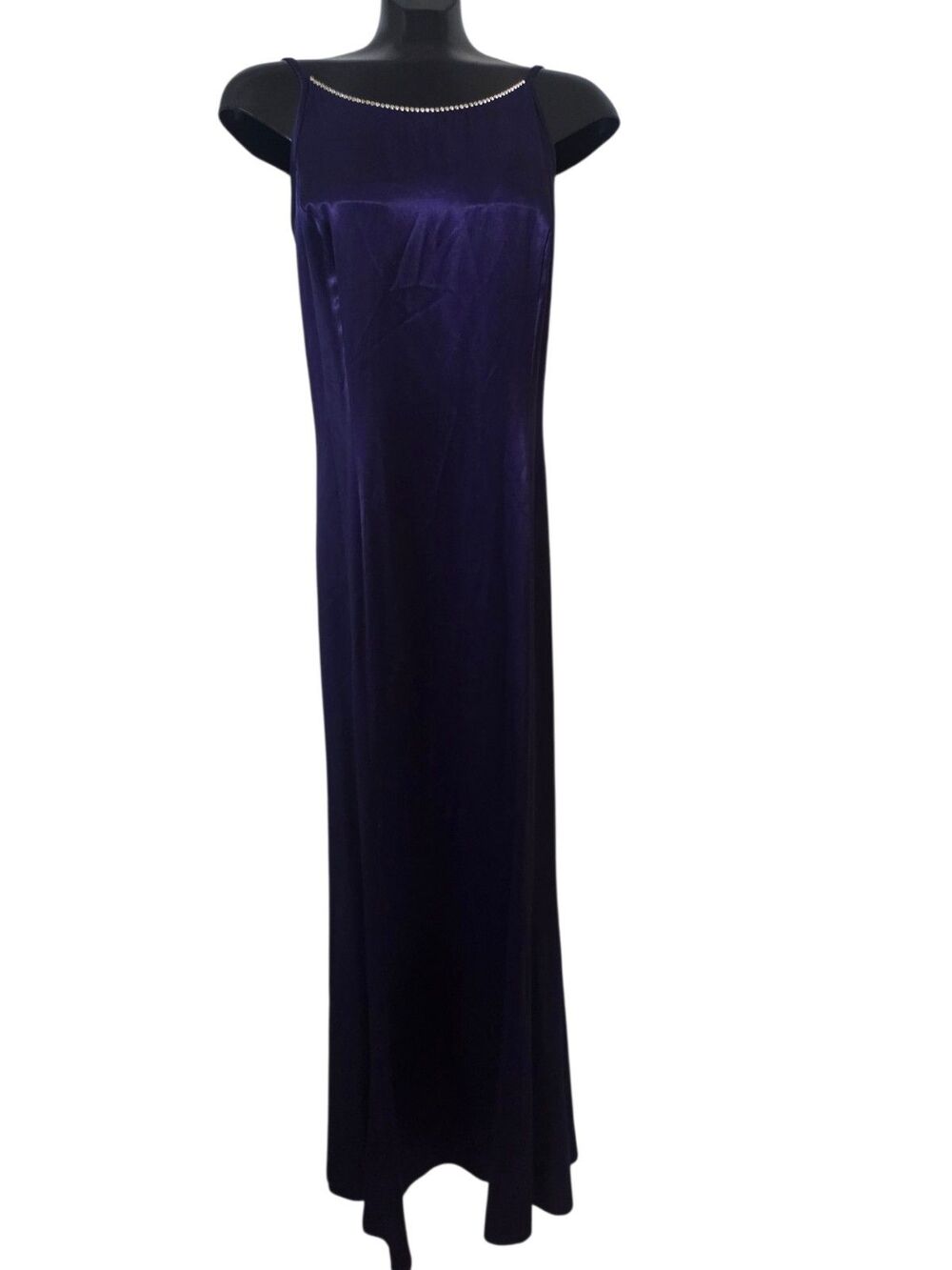 Jessica McClintock Gunne Sax Satin Gown Formal Dress Rhinestones Purple 9 U1